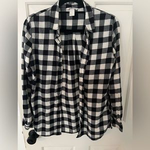 H&M Buffalo Check Flannel Button Up (Black & White) Size 6